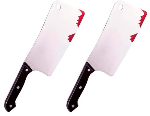 AC - Pack de 2 cuchillos carniceros de plástico, complemento para disfraces, carnaval, Halloween, fiestas, cosplay, adulto - 29 cm