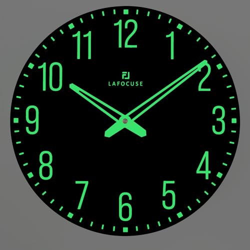 Lafocuse 30cm Leuchtend Wanduhr Ohne TickgeräUsche Lautlos, Nachtlicht Wanduhren Modern Einfach zu Lesen für Schlafzimmer Wohnzimmer Küche Büro