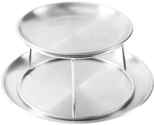 Food Display Stand 1 Set of 2 Tier Seafood Tower Set with Stainless Steel Trays and Stand Dinner Snack Dishes Cake Serving Tray for Deserts