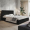 MOTIVENA Dalia Chesterfield Bett 200x200, Chesterfield Polsterbett, Polsterbett 200x200 Samt, mit Bettkasten, mit Stauraum, mit Lattenrost, mit Kopfteil, Matratze H3, Schwarz