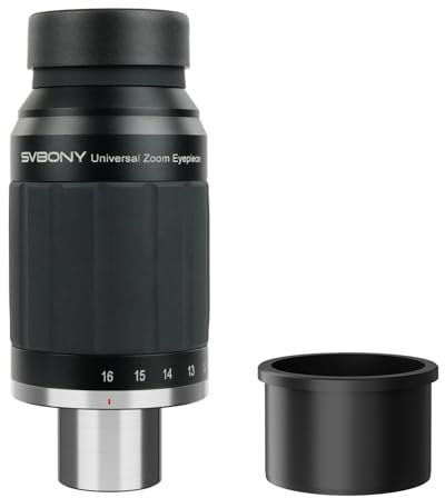 Svbony SV245 Zoom Teleskop Okular 3.2 cm 8mm-16mm Universal Teleskop Okular 63° Konstantes Sichtfeld Astronomie Zubehör mit 2 Zoll Adapter für Mond Deep Sky Beobachtung