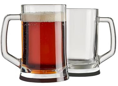 NORDIC SCHILLER Luxus Bierkrug 0,5 Liter 2er Set, Biergläser mit Henkel BLEI FREI Pub Bierglas 0,5L Bierseidel 0,5l, Spülmaschinenfest Bierkrüge für Zuhause, Restaurants und Biergärten, Beer Glasses