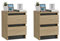 ComfortCove Nachttisch 2er Set, Nachtschrank 2er Set, Schwarze Nachttische mit 2 Schubladen, Nachtkästchen, Nachttisch Eiche/Schwarz