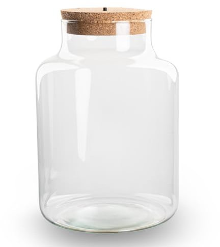 Terrarium Flasche ‘Little Milky’ - inkl. LED-Korken - Geschlossenes Terrarium Ø 25 cm ↑ 17 cm