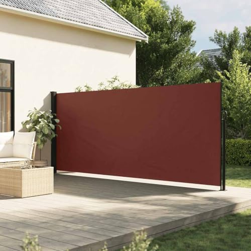 Store Latéral Extensible, Brise-Vue Rétractable en Polyester 100% Imperméable, Protection UV et Vent, Paravent Extérieur Retractable, Store Enrouleur Exterieur, Marron, 180 x 600 cm