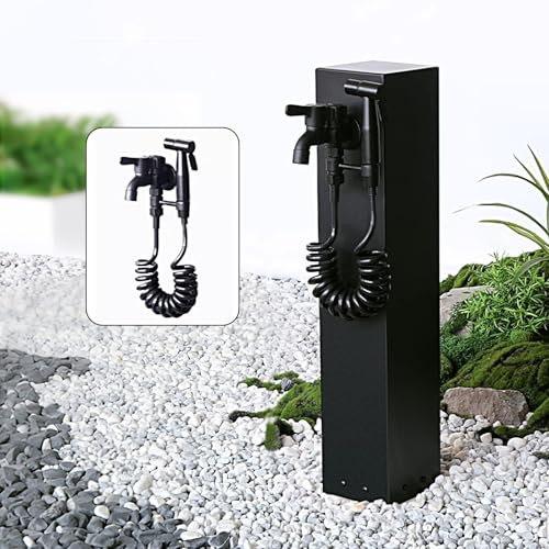 CLLXDZ Colonne À Eau de Jardin en Acier Inoxydable 304, Robinet Exterieur Jardin avec Robinet, Fontaine de Jardin au Gel, pour L'extérieur, Terrasse Irrigation(C,40cm/16in)
