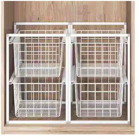 Pull-Out Wire Baskets,Closet Pull-Out Baskets,Drawer Cabinet Organizing Bin,Punch-free Metal Mesh Basket,for Laundry/Bathroom/Mudroom/Pantry(450x370x500mm)