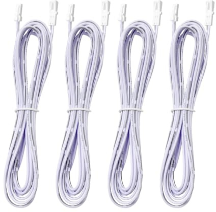 Ajsdvog Flexible Extension Cables for AIBOO Cords,4 Packs 2m RF Wireless Control LED Under Cabinet Lighting, Driver Power Extension Cable, Accessories Lead LED, White