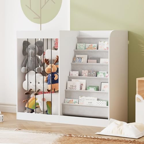Hironpal Kids Bookshelf 5 Tier Kids Bookcase Wooden Kids Toy Storage Nursery Bookcase Shelf for Kids Room and Nursery (White, Small)