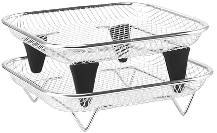 Accessorio Air Fryer – Supporto impilabile a 2 livelli, compatibile 4-6 litri, rivestimento antiaderente, lavabile in lavastoviglie, ideale pancetta, patatine fritte, mele, preparazione