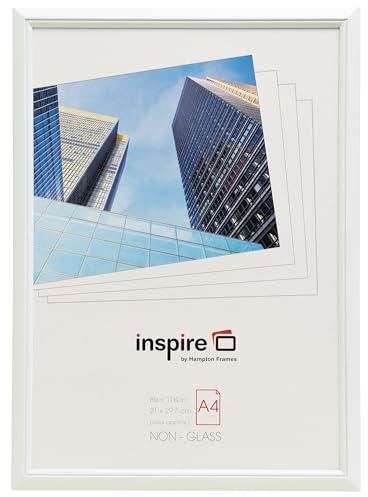 Hampton Frames EASYLOADER A4 (21x30cm) White Foil Wrapped Extruded Plastic Photo Picture Poster Frame EASA4WHP