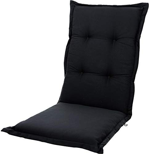 KOPU® Auflage für Hochlehner Prisma Black | Polster für Gartenstühle | Schwarz Garten Kissen 125 x 50 cm | 19 einfache Farben | Robuster Schaumstoff für zusätzlichen Komfort