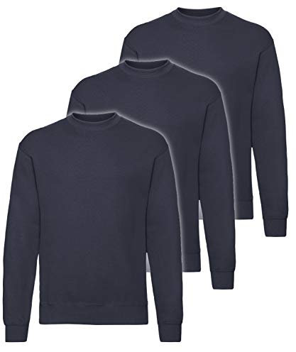 Fruit of the Loom 3er Pack Classic Set-In Sweat Herren, NEU, Größe:XL, Farbe:deep Navy