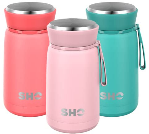 SHO Food Flask - Vacuum Insulated, Double Walled Stainless Steel Food Flask & Food Container - 10 Hours Hot & 20 Hours Cold - 530ml 800ml - BPA Free (Pastel Pink, 800ml)