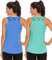 Nekosi Damen Sporttop Yoga Tank Top Oberteil Laufen Fitness Ärmelloses Mesh Zurück Funktions Shirt Grau Blau L, 2er Pack