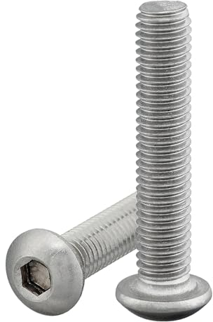 Linsenkopfschraube mit Innensechskant (ISK) nach Norm: ISO 7380-1 rostfreier Edelstahl A2 V2A Vollgewinde Halbrundkopfschraube Flachkopfschraube Linsenschraube (10 Stück, M8 x 70 mm)