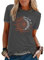Abtel Sommer Damen T-Shirt Sunflower Print Muster Tshirt Kurzarm Shirt Rundhals Basic T Shirt Lose T-Shirts Casual Top Dunkelgrau L