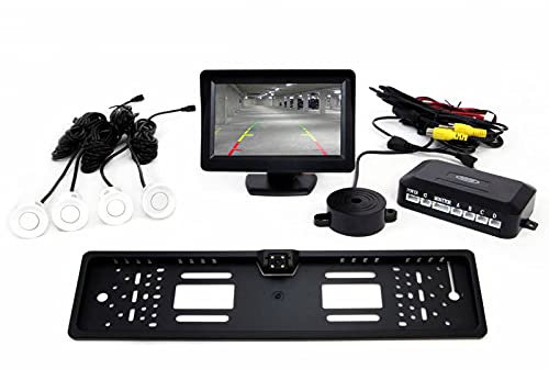 Sistema Marco Matrícula 4 Sensores Aparcamiento con pantalla TFT 4,3' cámara CAM-402, 18-22mm, varios diámetros, colores