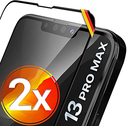 UTECTION 2X Full Screen Schutzglas für iPhone 13 PRO MAX | Perfekte Passform vom Deutschen Anbieter | Kinderleichte Anbringung > Keine Blasenbildung, ultimative Glashärte für Langzeitschutz