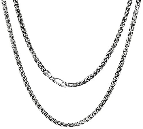 Beydodo Herren Halskette 925 Silber Biker, 3MM Weizenkette mit Collierverschluss Hip Hop Kette 75CM ohne Anhänger Silber Freundschaftskette Partnerkette