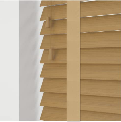 Custom Made To Measure Faux Wood Fine Grain Venetian Blinds With Tapes (50mm Slats) (UpTo 60cm (Width) x 130cm (Length), Sahara Oak)