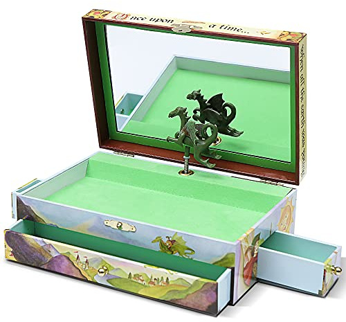 Enchantmints Dragon Boys Jewerly Box Spins to Music 3 Pullout Drawers Treasure Storage