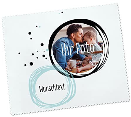 Herz & Heim® praktisches Brillenputztuch zum Vatertag mit Aufdruck Ihres Wunschtextes unter dem Spruch Foto und Wunschtext