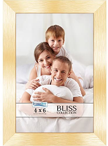 Icona Bay - 4x6 Gold Picture Frame - Modern Style Engineered Wood Frame - Table Top or Wall Mount - Bliss Collection