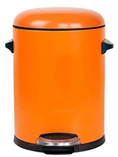 Poubelle Cuisine Domestique en Acier Inoxydable à Commande au Pied avec Couvercle Poubelle silencieuse et étanche Salle de Bain (Orange 8L)