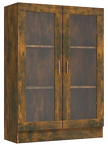 vidaXL Vitrinenschrank, Vitrine mit viel Stauraum, Beistellschrank für Schlafzimmer Wohnzimmer Büro, Büroschrank Schrank, Räuchereiche Holzwerkstoff