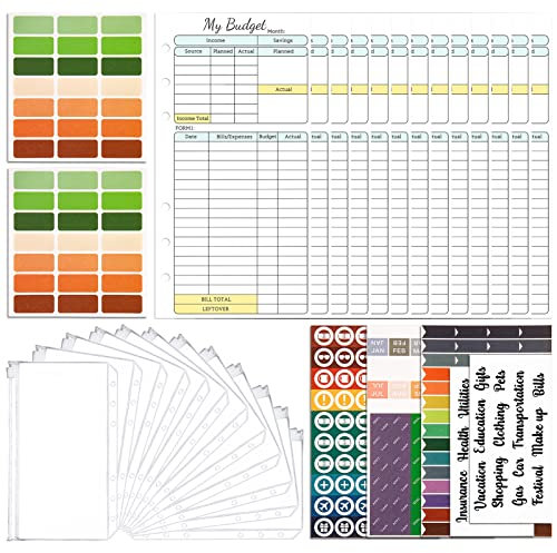 Onlyesh Budget Planner, 6 Löcher PU Leder Ringbuch, Budget Binder mit Einzigartiger Schnappschnalle, für A6 Budgetblätter, Binder Taschen und Bargeld (Zubehör)