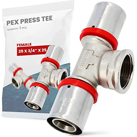 T-Stück PEX Pressfitting 25 x 3/4'' x 25 Innengewinde mit Dichtungsringe Oring für Aluverbundrohr Mehrschichtverbundrohr Verbundrohr Heizung Sanitärsysteme Trinkwasserinstallation | Dichtheit 10 Bar