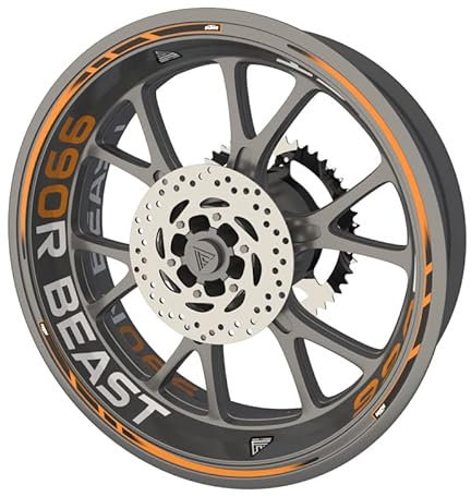 KTM 990R Beast Premium Qualität Felgenrandaufkleber für Motorrad KTM 990R (Aufkleber für 2 Felgen) (Orange)