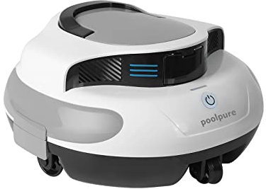 POOLPURE Robot Piscine 120 Min, Autoparking, Double Moteur, Étanche IPX8, LED, sans Fil, Batterie, Idéal pour Piscines Jusqu'à 90 m²