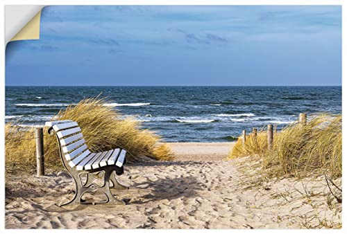ARTland Wanddeko Wandtattoo selbstklebende Vinylfolie 120x80 cm Landschaften Küste Strand Idyll Meer Sitzbank Ostsee Graal Müritz U4PR