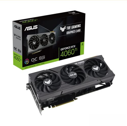 ASUS TUF GAMING NVIDIA GeForce RTX 4060 Ti OC Edition – Carte graphique gaming (8GB GDDR6X, PCIe 4.0, DLSS 3, HDMI 2.1a, Display Port 1.4a, ventilateurs axiaux)