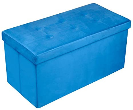 HomeHarmony® Velvet Folding Storage Bench Ottoman Footrest Seat Toy Box Storage Chest (Hale Blue, Large)