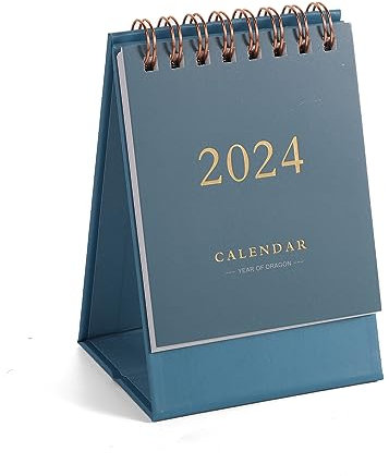 Mini Tischkalender, Kleiner Tischkalender Mini-Tischkalender 2023-2024 Winziger Tischkalender für Zuhause Büro Schule (2023.7-2024.12, Navy Blau)