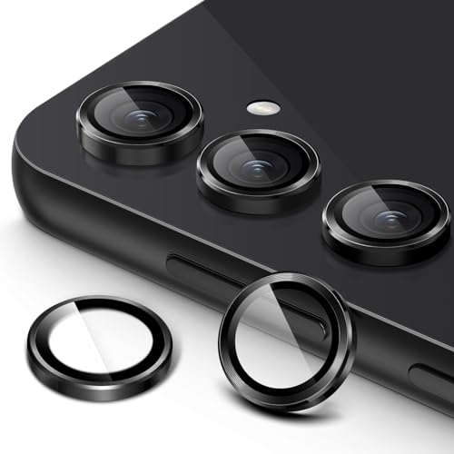 JETech Camera Lens Protector for Samsung Galaxy S23 FE 6.4-Inch, 9H Tempered Glass Metal Individual Ring Cover, HD Clear, 1 Set (Black)