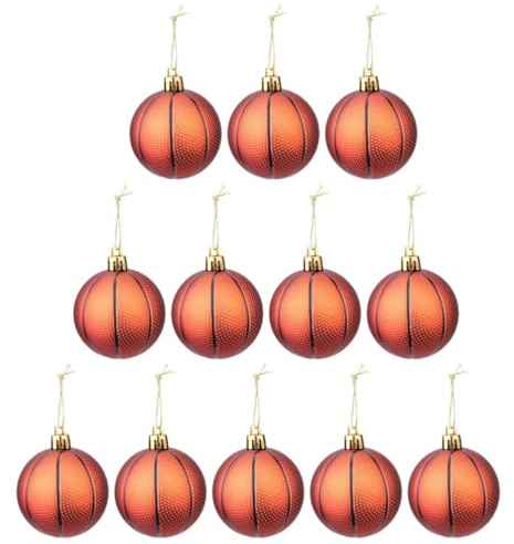 Amosfun Hängende Weihnachtskugel 12 Stück Weihnachts-Basket-Ornamente Weihnachts-Kugel-Dekorationen Bruchsichere n Basket-Sport-Thema Weihnachtsfeiertags-Party-Dekorationen