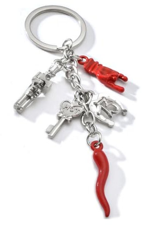 Porte-clés, Porte-clés en acier corne porte-bonheur et pendentif en forme de corne de cheval en Italie, Corne Rouge bijou piment Porte-clés, bijou de sac piment porte-bonheur pour homme et femme