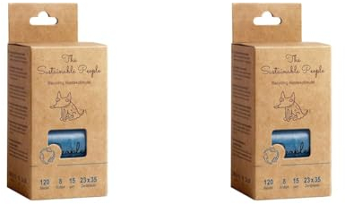 The Sustainable People TSP Recycling Hundekotbeutel - ressourcenschonend aus mind. 80% Post-Consumer-Rezyklat (PE) hergestellt - Groß, Stark (15 µm), Auslaufsicher (Packung mit 2)