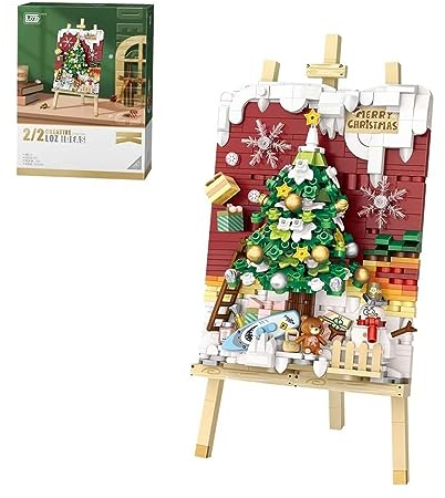 ALiquid Weihnachtsbaum 3D-Malen Klemmbausteine Set, Weihnachten Bausatz, Mini Bausteine Nicht Kompatibel mit Lego - 667 Teile