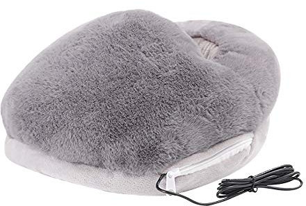 Yunyahe Foot Warmer Adult Electric Foot Muff Slippers Foot Warmer with Electric Heating Pad Heater with Washable Inner Lining Slippers Warm Machine Washable (Grey, One Size)