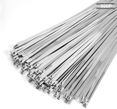 500 Piezas Bridas de Acero Inoxidable 300mm x 4,6mm Abrazaderas Metálicas Para Tubos Resistencia a La Tracción 122kg Bridas de Metal Largas 304 Bridas resistentes al calor
