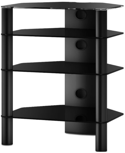 RO&CO HiFi-Möbel mit 4 Regalen, Glas und schwarzem Gehäuse, Ref. 2140-RN