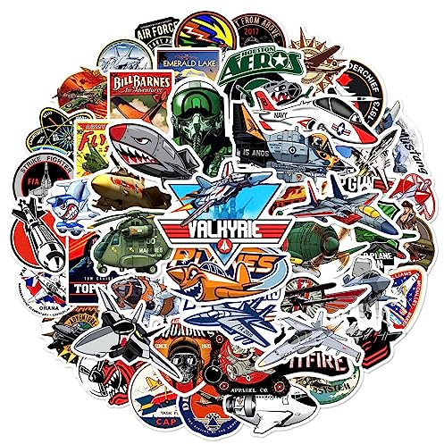 50PCS Fighter Stickers for Laptop,Bumper,Skateboard,Luggage,Scrapbook,Bike,Water Bottle,Helmet,Cute Fighter Aircraft Waterproof Stickers,Cartoon Aircraft Vinyl Sticker,Gift for Teens Children Girls