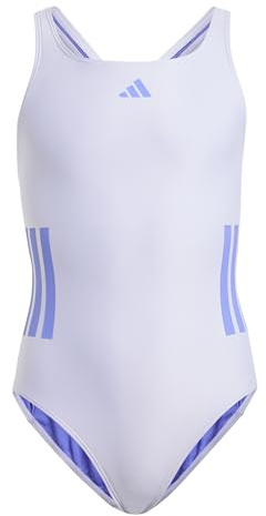 adidas Girl's 3-Stripes C-Back Swimsuit, Violet Tone/Cobalt Blue, 9-10 Years