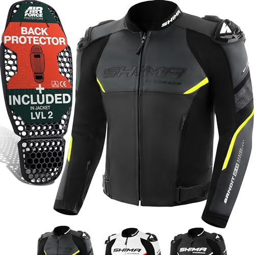 SHIMA BANDIT Chaqueta Moto Hombre AIRFORCE Protector Espalda Cazadora Motociclista Chaquetas Cuero Protecciones Ventilado Verano Traje de Moto Armadura Cazadoras Motocicletas (Masculinos, Fluo, 56)