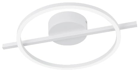 EGLO LED Deckenleuchte Amandolo, ringförmige Deckenlampe dimmbar mit Fernbedienung, geometrische Deckenbeleuchtung aus Metall in Weiß, warmweiß-kaltweiß, RGB Backlight